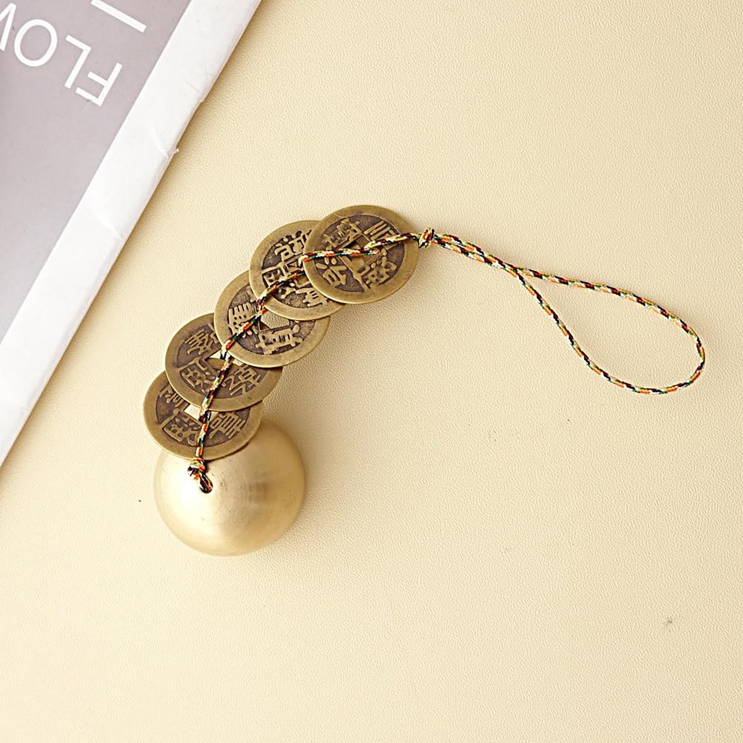 Good Luck Chinese Feng Shui Bell with 5 Coins for Wealth and Healthy Home - Hanging Pendant Wind Chime
